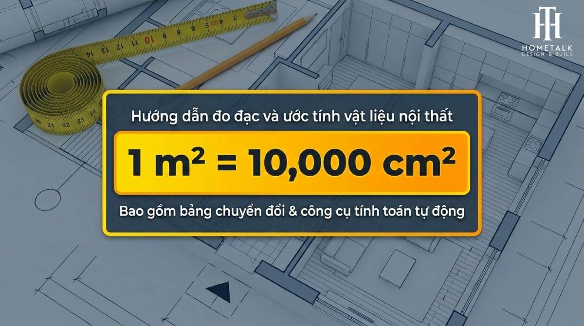 Ảnh đại diện hướng dẫn công thức 1m2 bằng bao nhiêu cm2 và công cụ tính diện tích tự động.