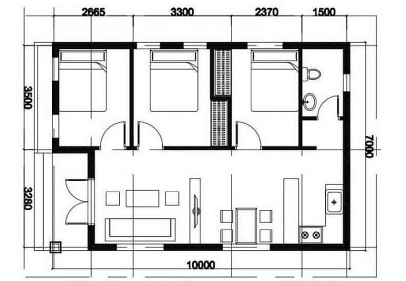 Thiết kế mẫu nhà cấp 4 nông thôn 3 phòng ngủ  Wedo