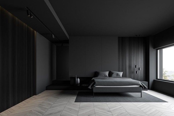 phòng ngủ màu đen đơn giản