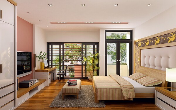Mặt bằng phòng ngủ master phù hợp chung cư có ban công