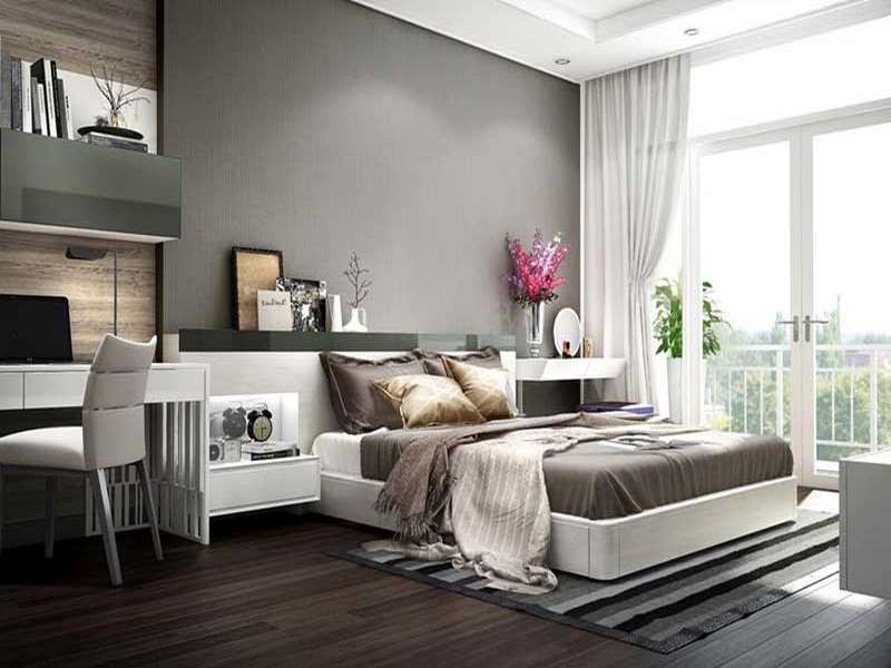 Phòng ngủ màu ghi xám mang phong cách tối giản