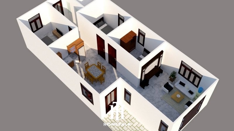 Thiết kế nhà cấp 4 mái thái 3 phòng ngủ ở Vĩnh Long M263
