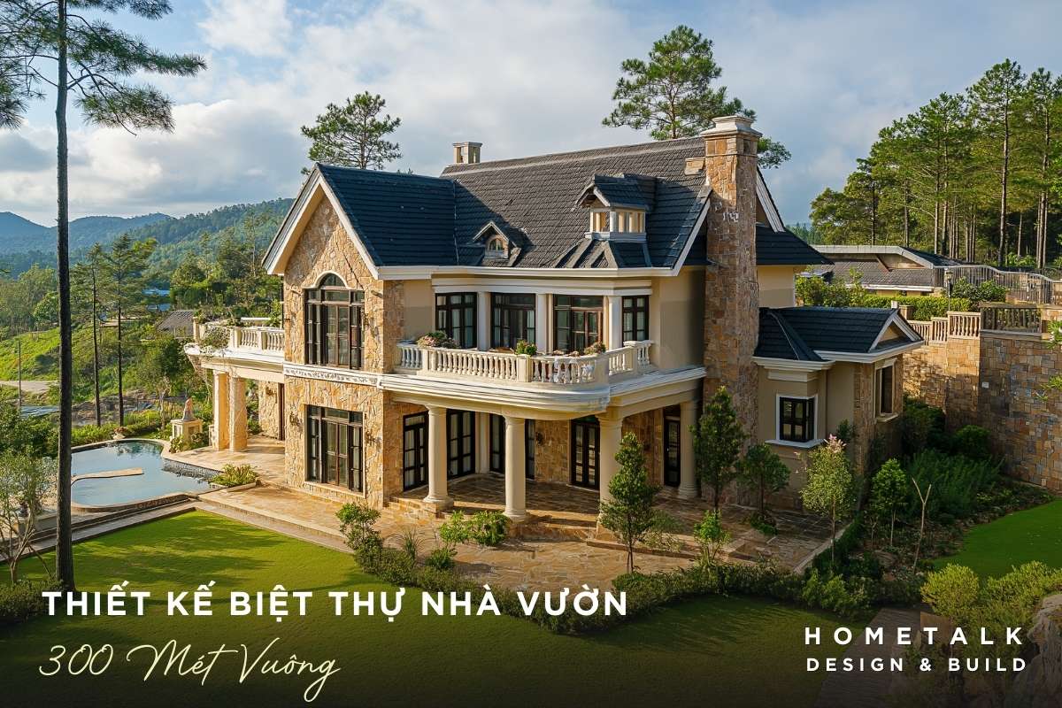 thiet ke biet thu nha vuon 300m2 xanh rong rai co nhieu khu vuc ngoai canh