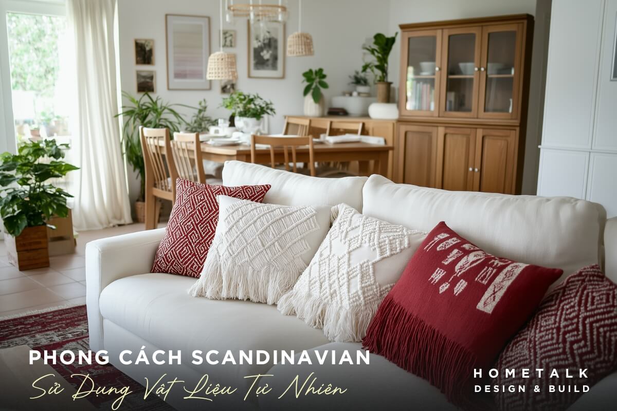 phong cach scandinavian su dung cac vat lieu tu nhien nhu go va vai linen mang lai su tu nhien va hoi tho cho khong gian