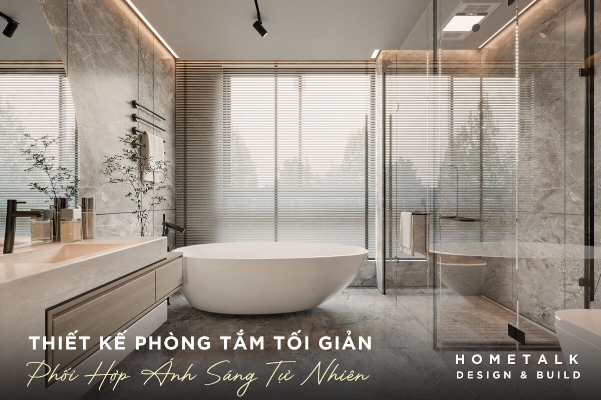 Anh sang tu nhien duoc tan dung thong qua cua so lon voi rem sao ngang mau trang tao nen mot khong gian nha tam toi gian thu gian ly tuong