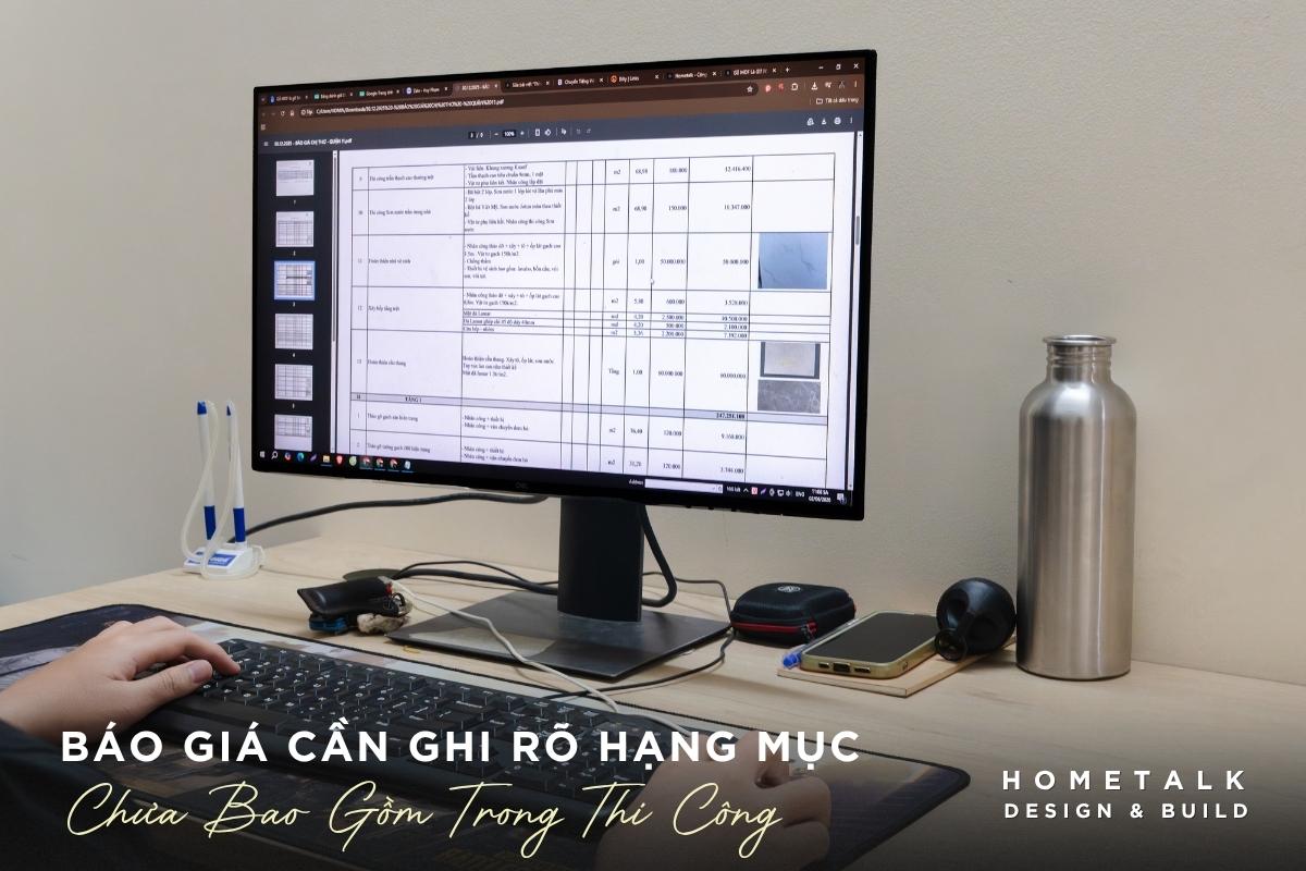 bao gia can ghi ro cot van, be mat phu, phu kien, pham vi lap dat va phan chua bao gom