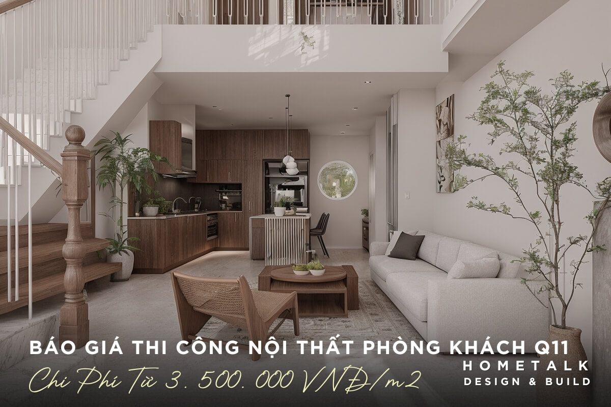 Bao gia thi cong noi that phong khach nha pho quan 11 theo hang muc sofa boc vai hinh chu L, ban tra hinh tron