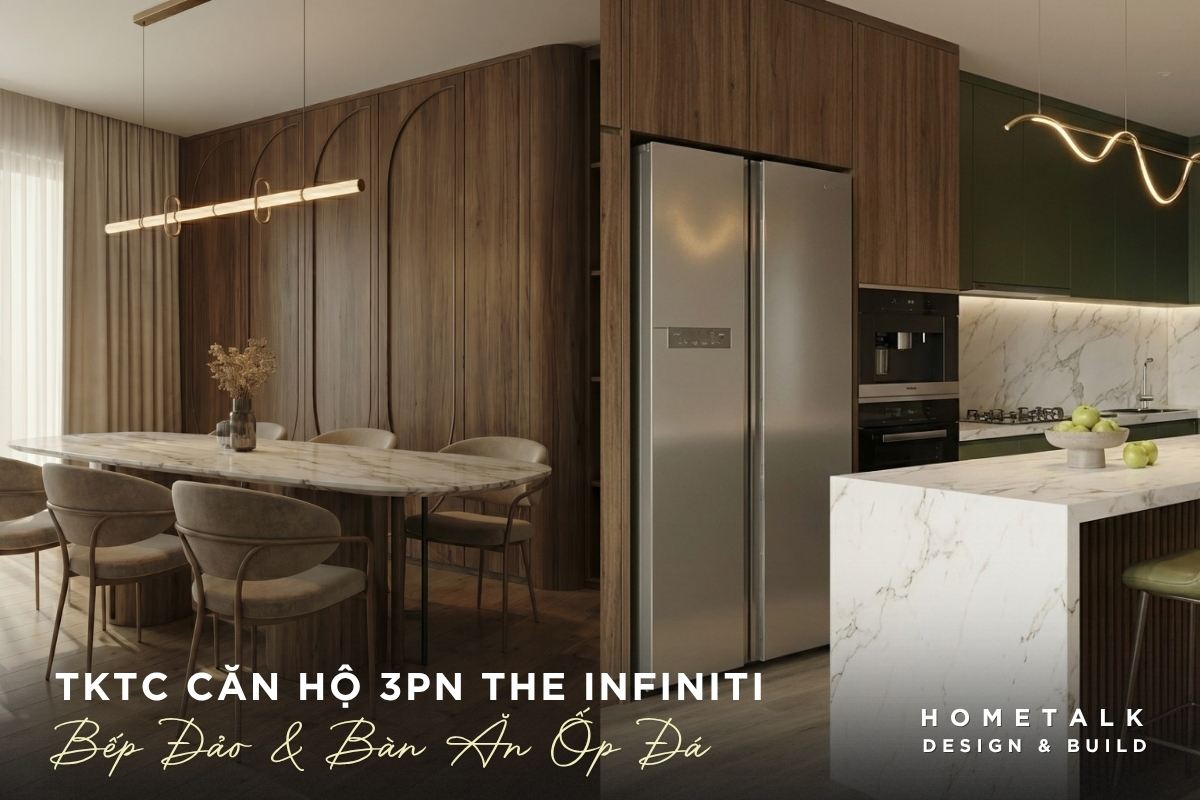 Bếp đảo và mặt bàn ăn ốp đá vân mây đầy ấn tượng bep dao va mat ban an op da van may day an tuong