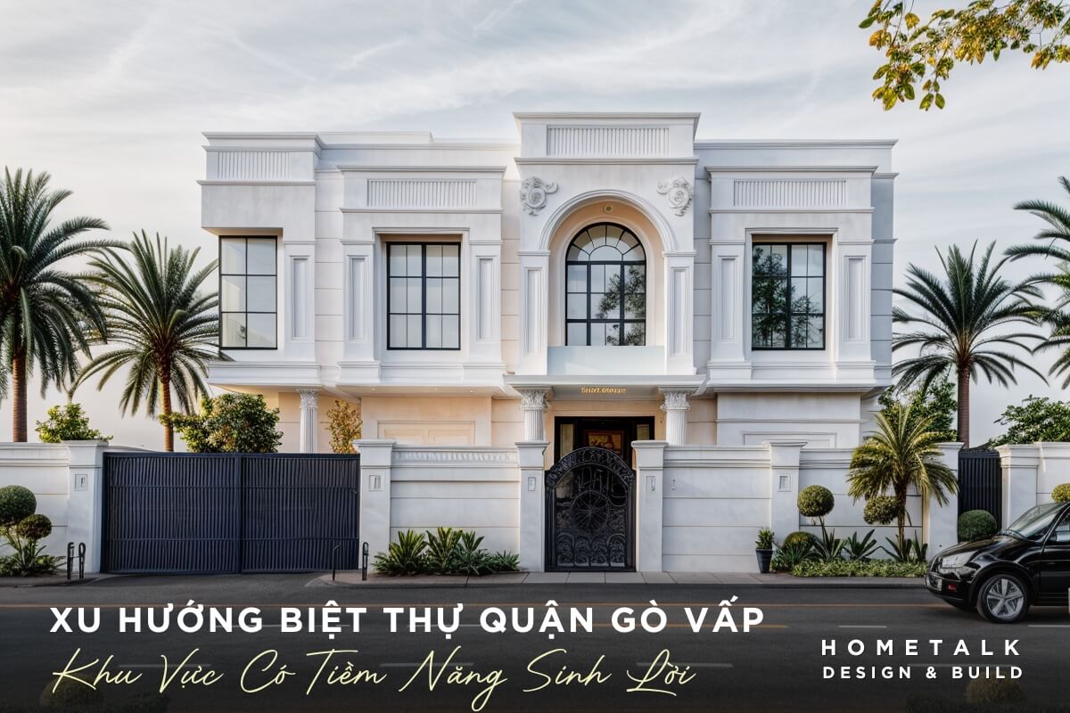 biet thu go vap duoc thiet ke theo phong cach tan co dien voi nhung duong net kien truc tinh xa the hien mot khong gian song sang trong