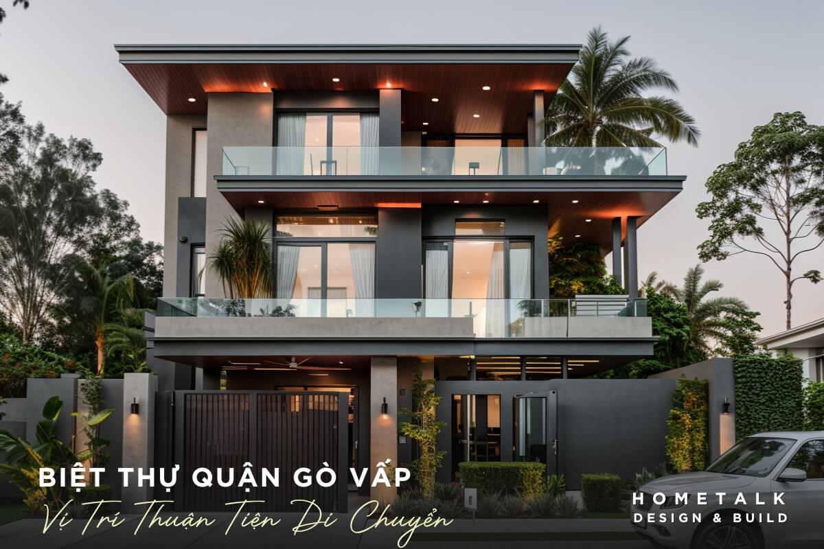 biet thu quan go vap duoc thiet ke voi cac duong net kien truc manh me va hien dai nam o vi tri di chuyen cuc thuan tien