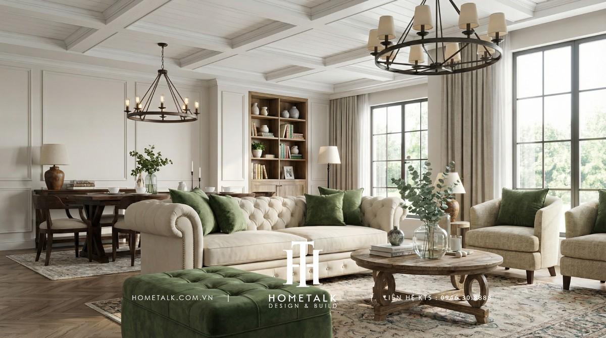 biet thu phong cach tan co dien mix farmhouse verdant grace 300m2