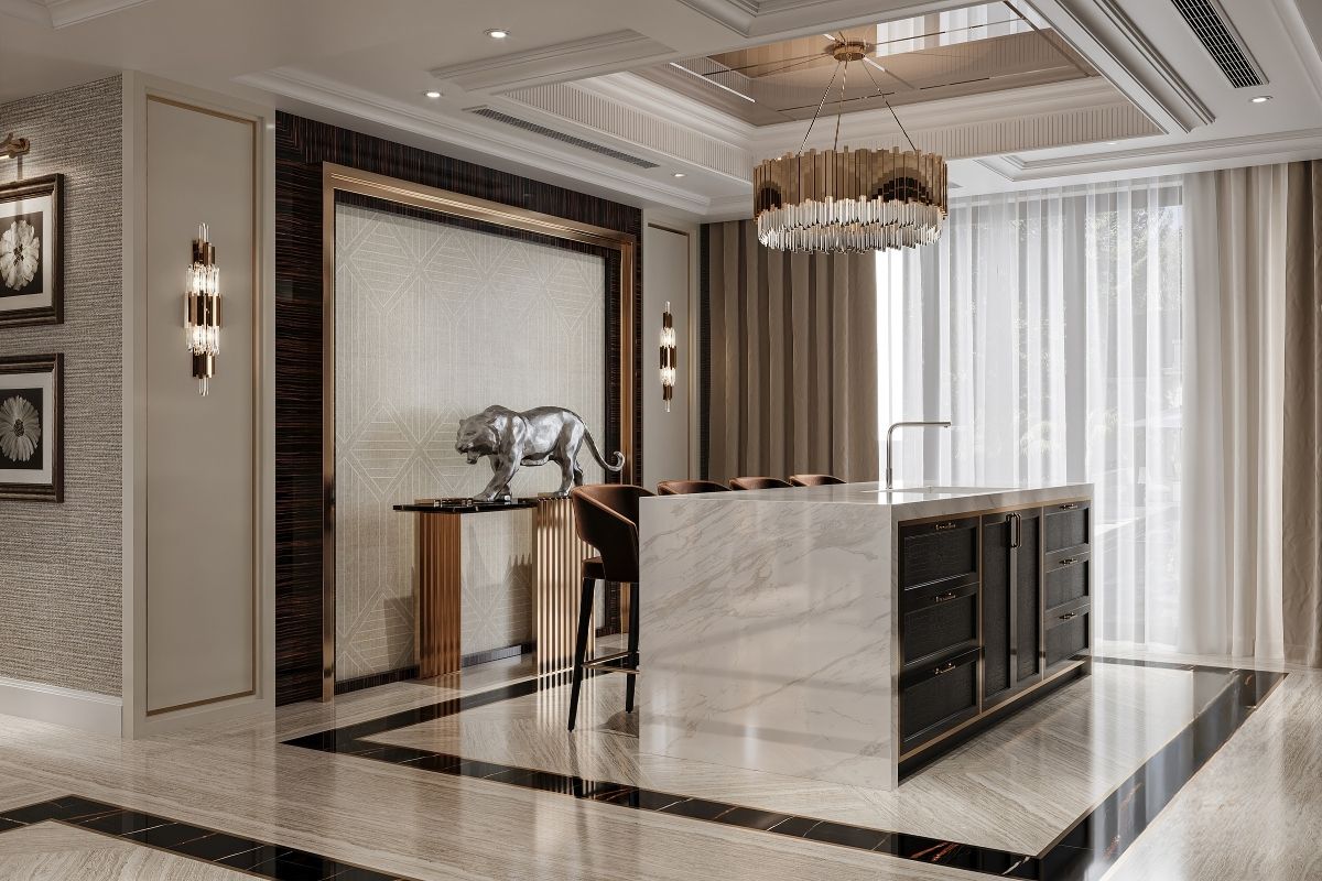 Bức tượng hổ được làm từ bạc tôn lên sự xa hoa và đẳng cấp cho phòng bếp buc tuong ho duoc lam tu bac ton len su xa hoa va dang cap cho phong bep