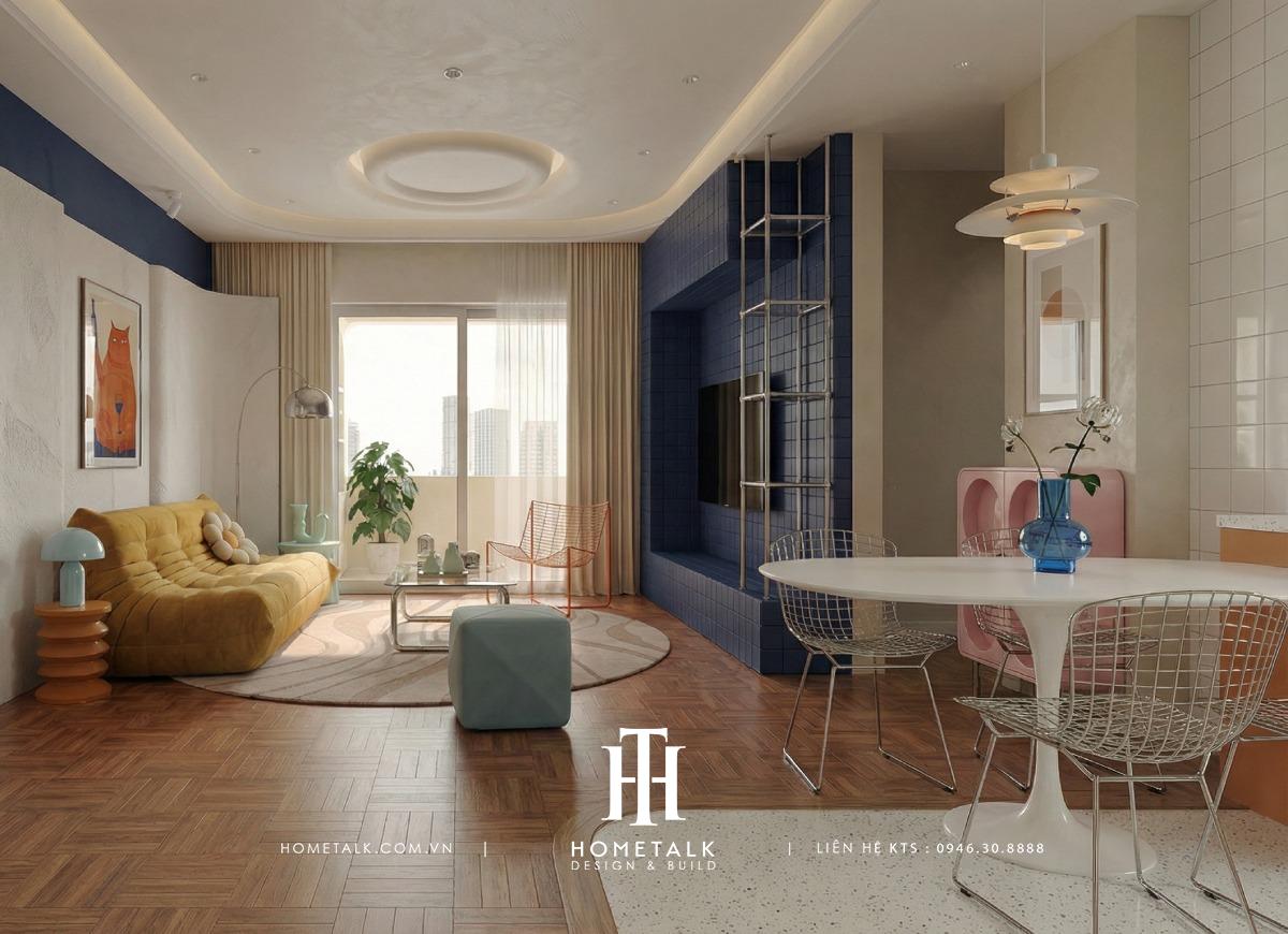 can ho phong cach midcentury modern retro celesta rise huyen nha be