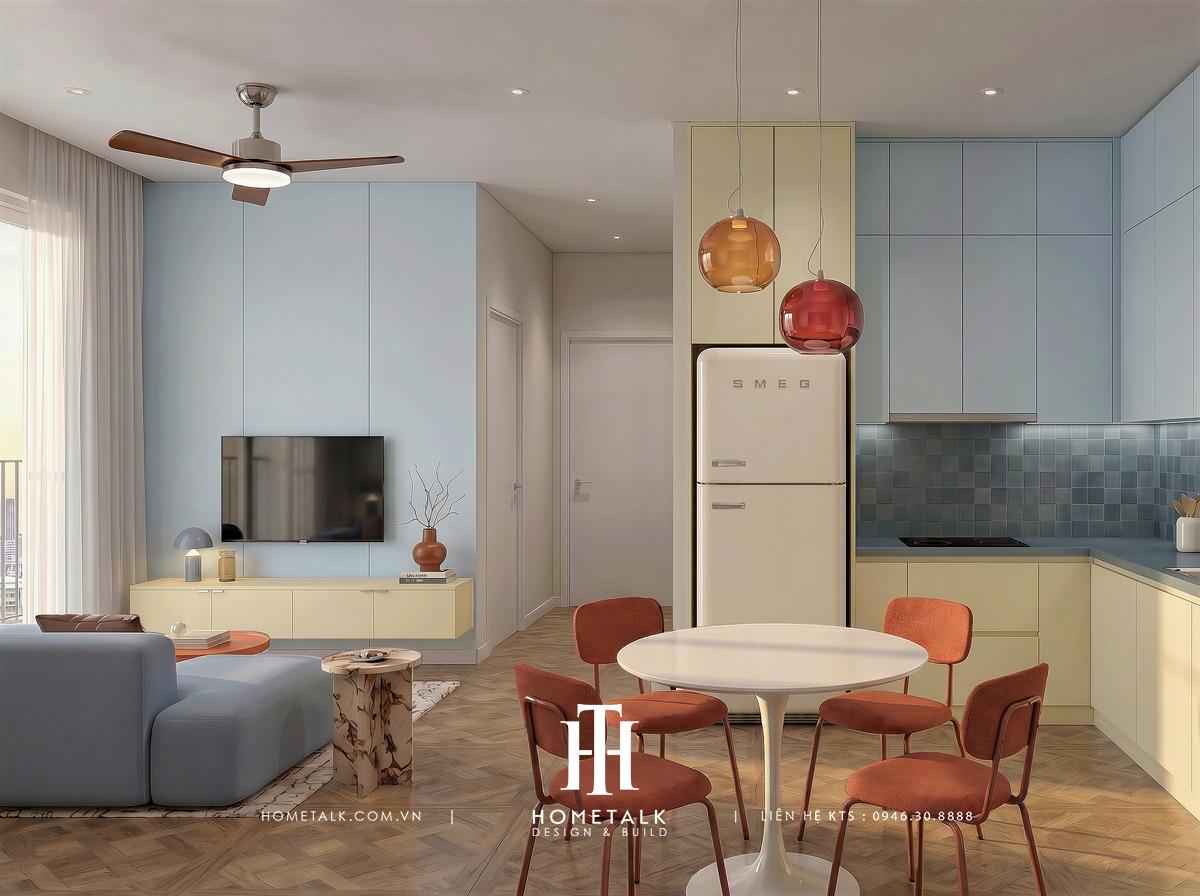 Căn hộ Mỹ Tiên Modern mix Retro Lancaster Legacy 2PN 90m2 Tháp CELES 13 can ho my tien modern retro lancaster legacy 2pn 90m2 phong khach va bep