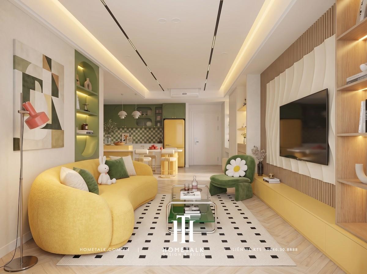 can ho 2 phong ngu phong cach eclectic the infiniti
