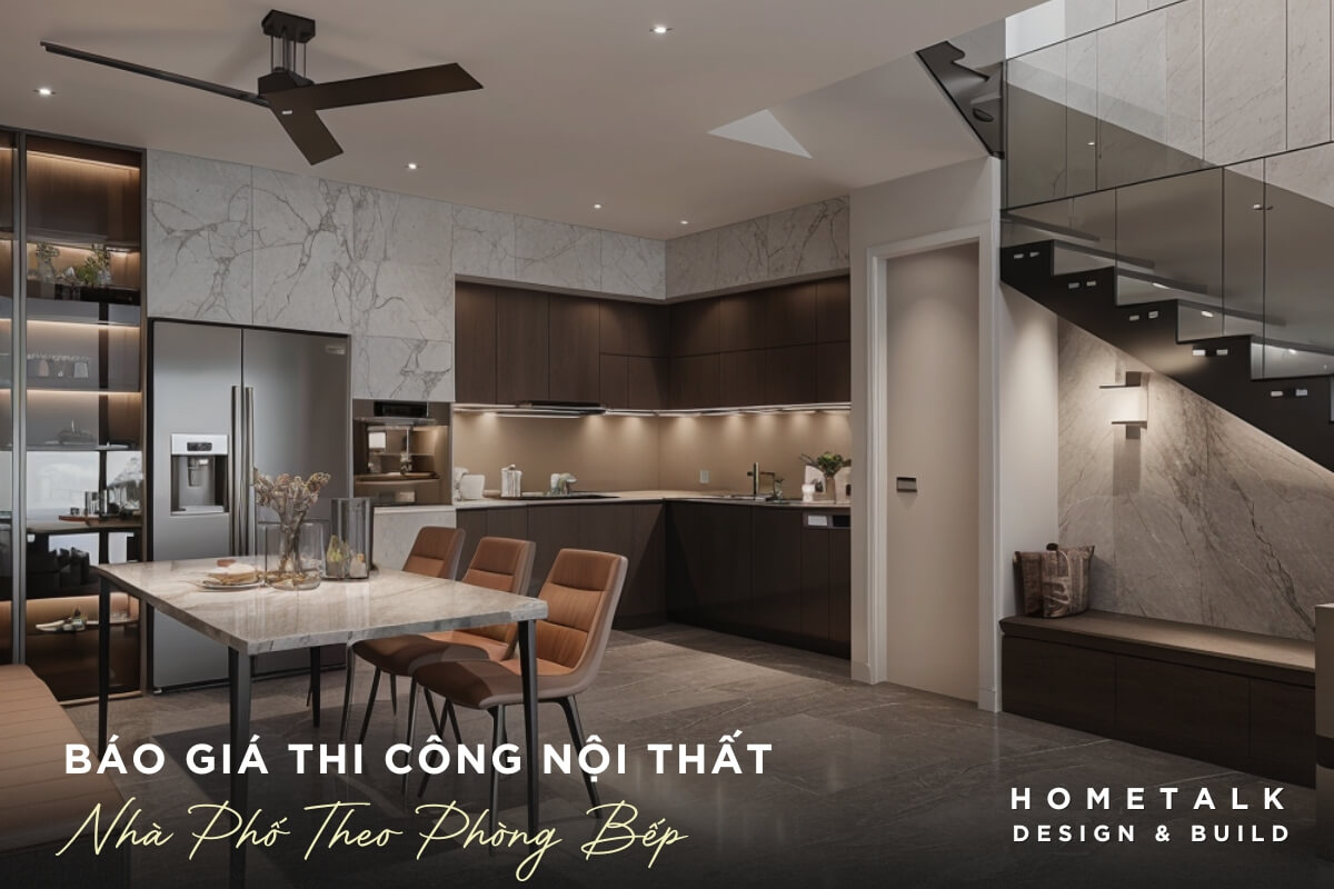 Chi phí thi công nội thất nhà phố phòng bếp Chi phi thi cong noi that nha pho phong bep thuong phu thuoc vao cac he tu bep