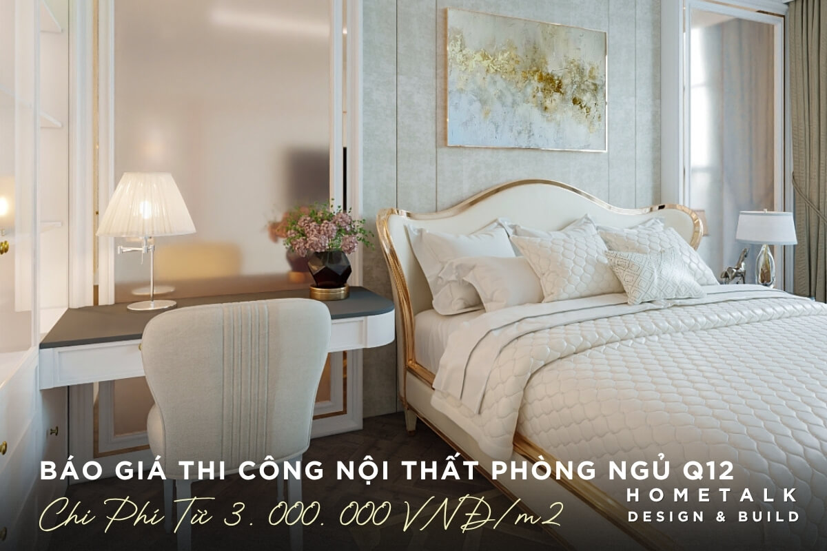 Chi phí thi công nội thất phòng ngủ nhà phố quận 12 Chi phi thi cong phong ngu nha pho quan 12 co tu quan ao kich tran va giuong ngu em ai