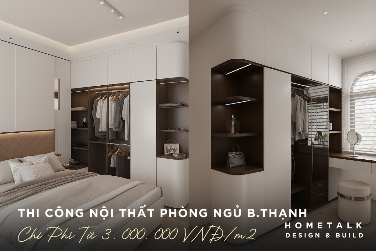 chi phi thiet ke thi cong noi that phong ngu nha pho binh thanh thay doi tuy theo vat lieu giuong, tu quan ao