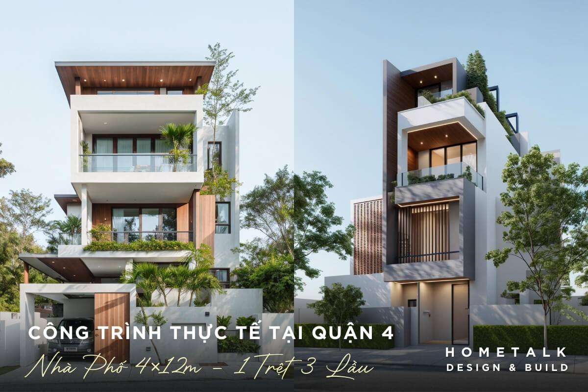 cong trinh nha pho 4x12m 1 tret 3 lau xay tren nen dat yeu, dung he mong coc ep tai sau 18m