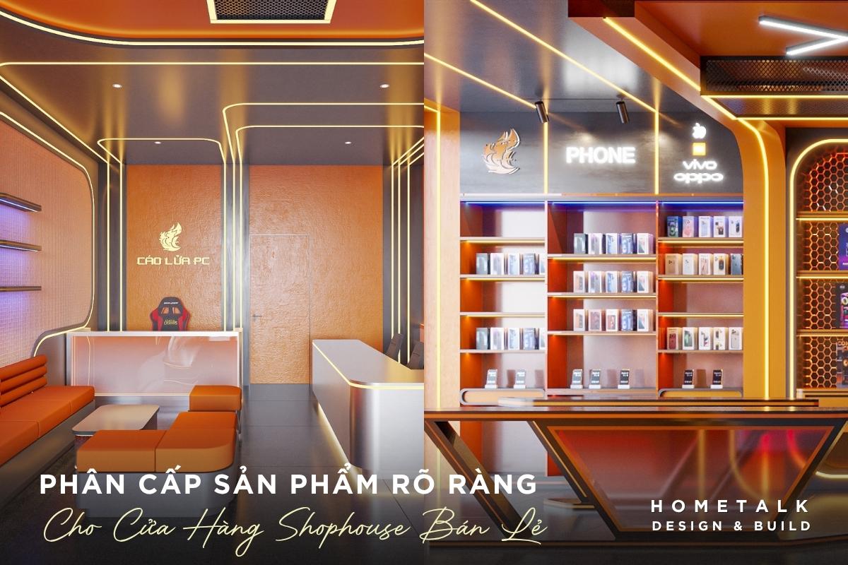 cua hang ban le nen phan cap san pham ro rang, bo tri quay ke thong thoang