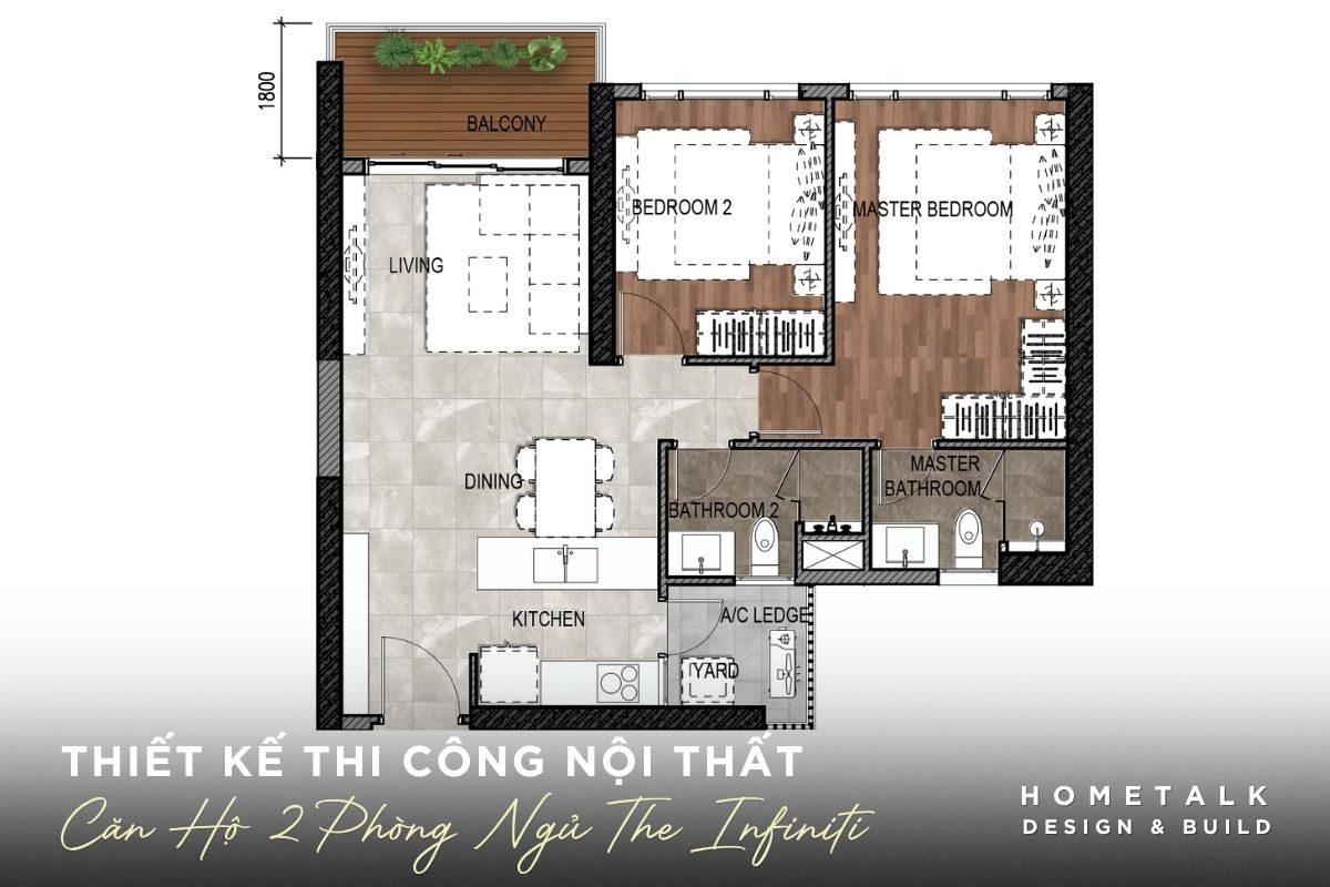 Thiết kế nội thất căn hộ 2 phòng ngủ The Infiniti de xuat giai phap thiet ke mat bang can ho 2 phong ngu the infiniti