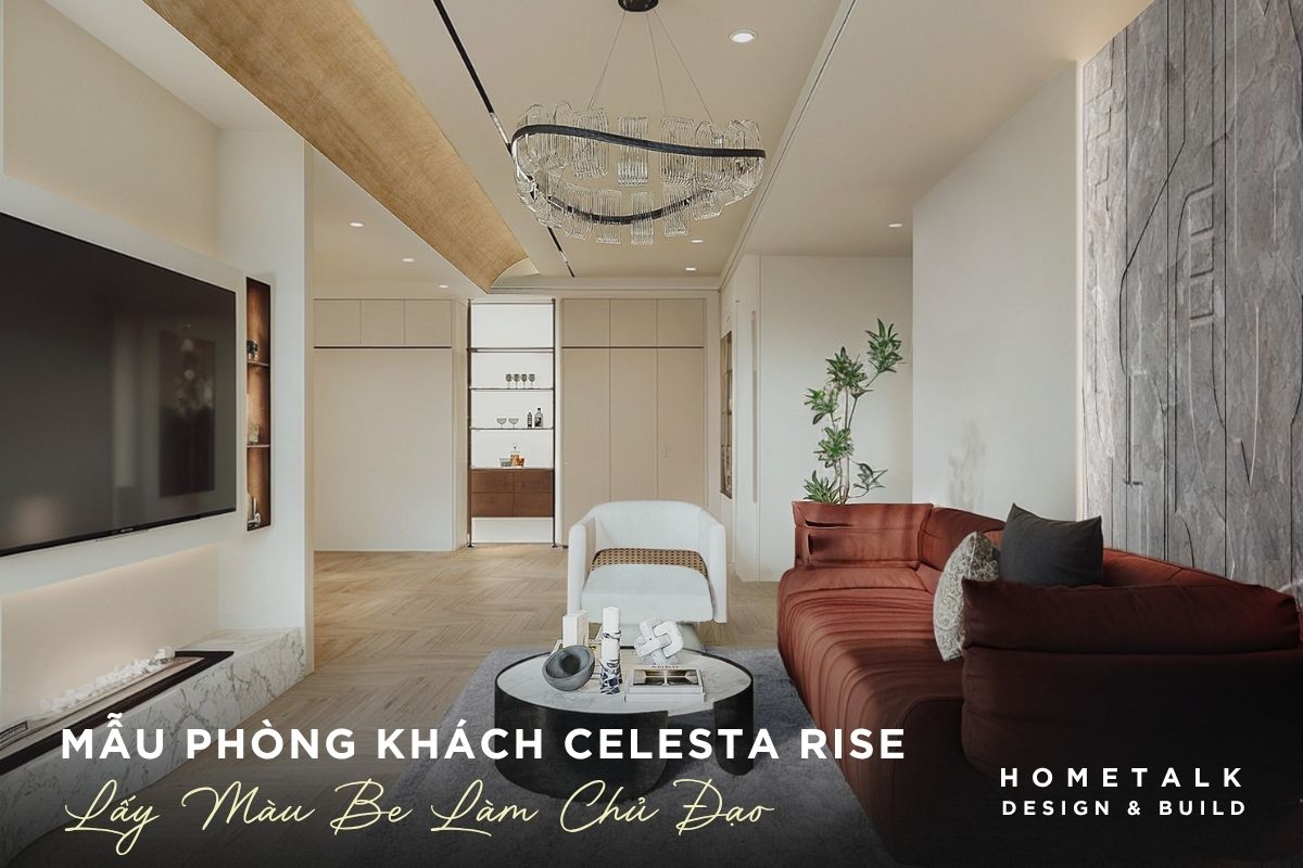 Mẫu thiết kế nội thất căn hộ Celesta Rise đẹp, gọn gàng và dễ ứng dụng 54 diem nhan cho phong khach can ho nam o dai ghe sofa mau do va den tha tran tinh te