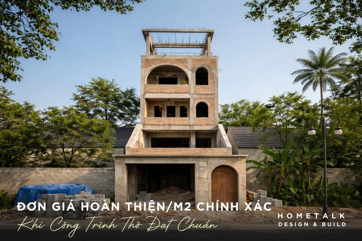 don gia hoan thien m2 chi chinh xac khi cong trinh tho dat chuan