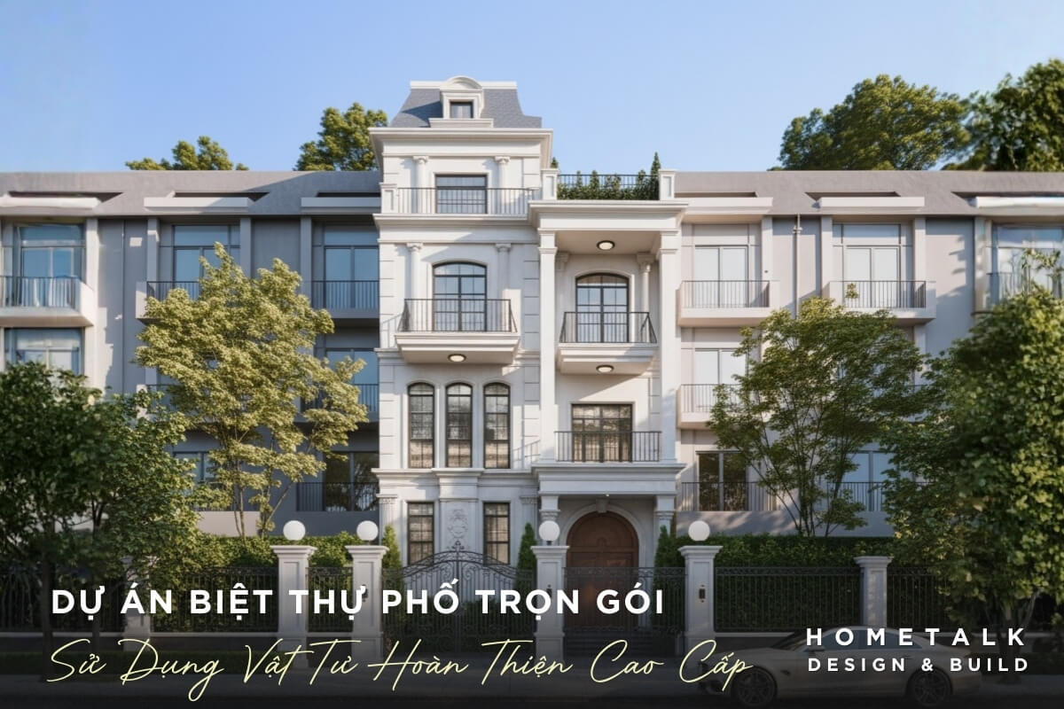 du an biet thu pho xay dung tron goi voi vat lieu hoan thien cao cap, the hien qua he cua lon, ban cong rong va chi tiet kien truc tan co dien