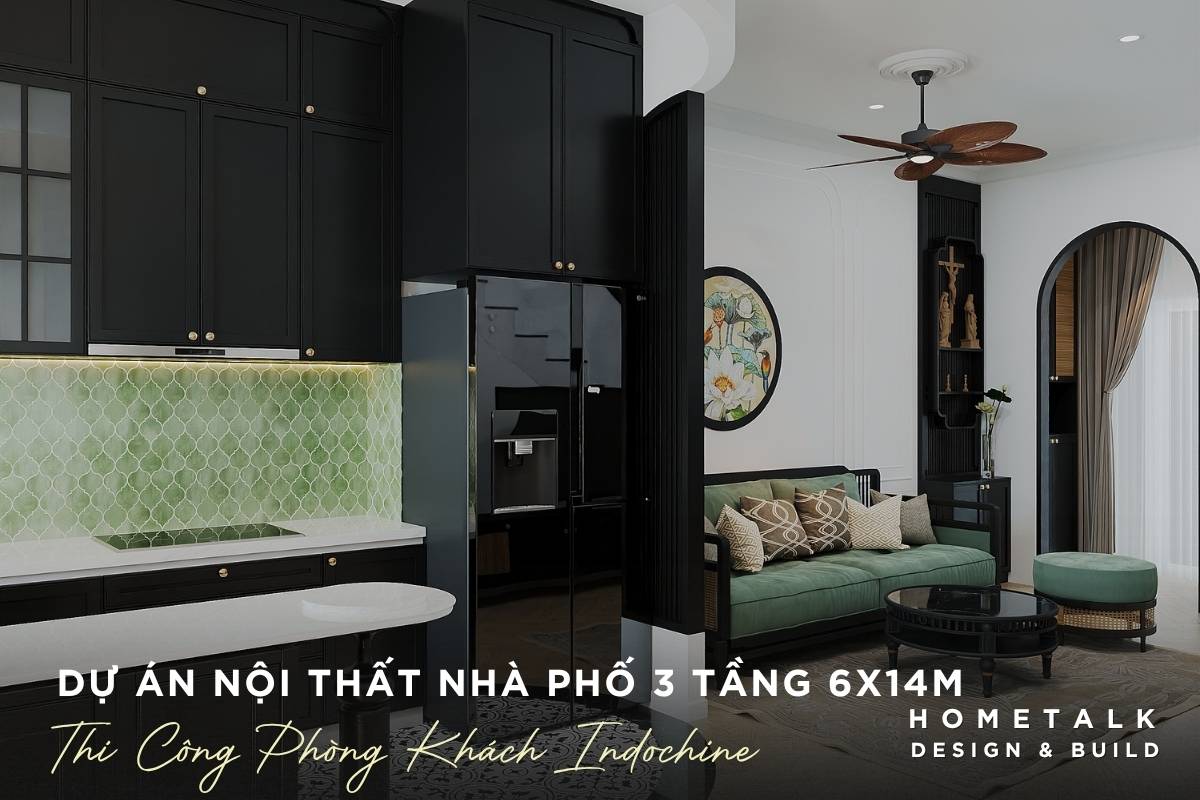du an nha pho bep noi lien phong khach indochine noi bat voi he tu den va diem nhan mau xanh
