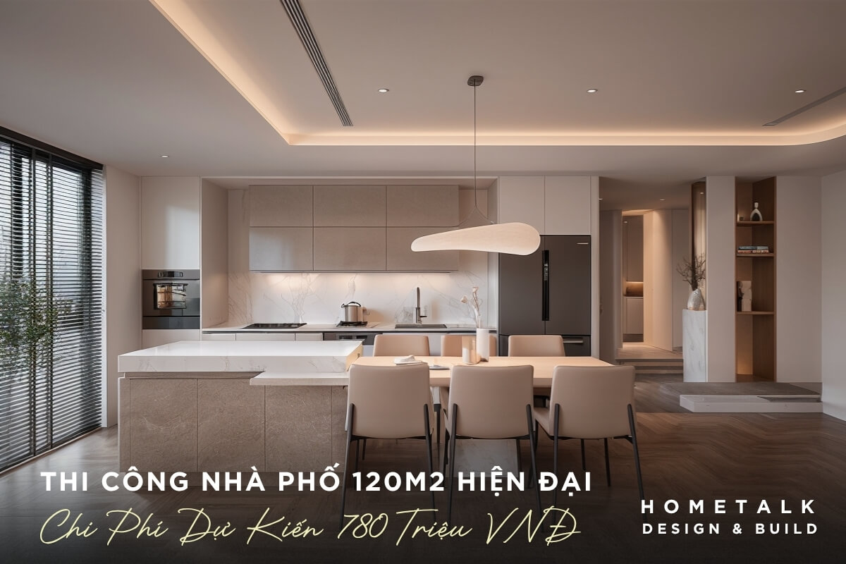 Dự án thi công nội thất nhà phố 120m2 Hiện đại Du an thi cong noi that nha pho 120m2 Hien dai thoang mat va tinh te, chi phi du kien khoang 780 trieu dong