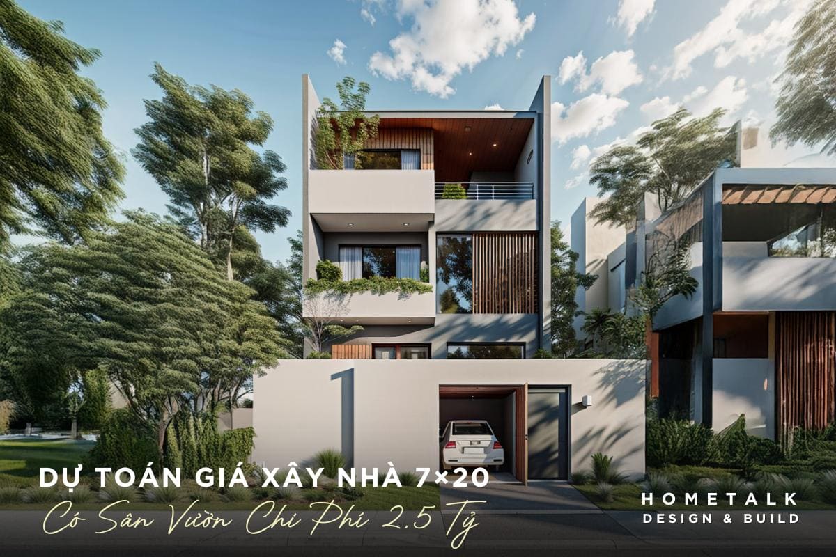 du toan gia xay nha 7×20 co san vuon chi phi 2.5 ty vnd