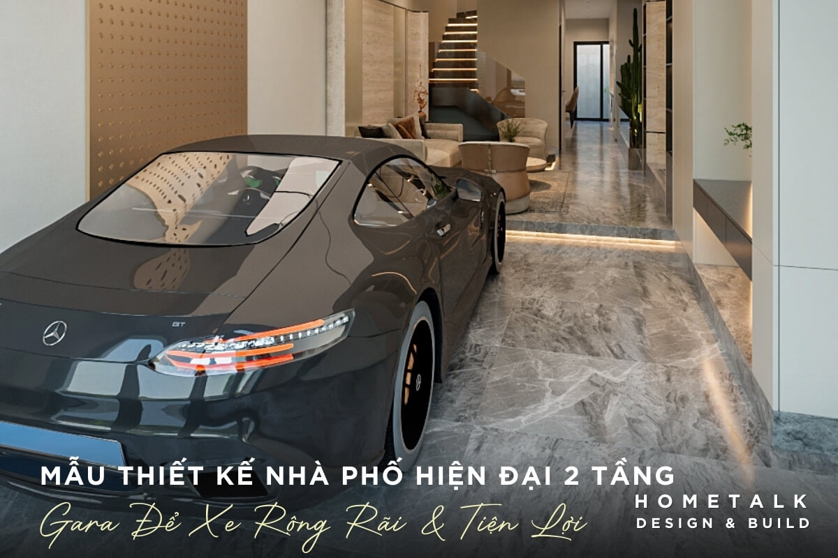 Gara rong rai voi thiet ke san da cam thach sach se sang trong va tien loi cho nha pho Hien dai 2 tang