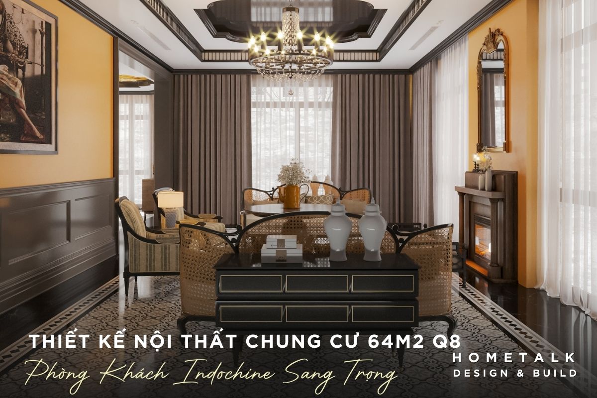 Ghế sofa bọc nhung, đèn trần lung linh tạo sự sang trọng, cao cấp cho chung cư 64m2 Indochine tại quận 8 ghe sofa boc nhung den tran lung linh tao su sang trong cao cap cho chung cu 64m2 indochine tai quan 8