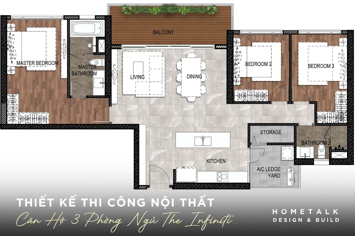 Giải pháp thiết kế thi công nội thất căn hộ 3 phòng ngủ The Infiniti đồng bộ, tối ưu công năng giai phap thiet ke thi cong noi that can ho 3 phong ngu the infiniti dong bo toi uu cong nang