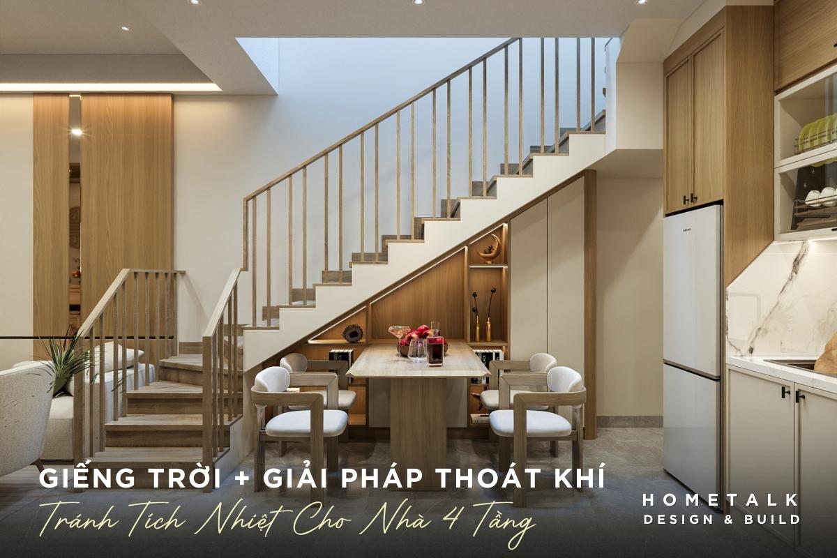 Mẫu nhà phố 4 tầng xu hướng hiện đại, không gian thoáng đãng và tiện nghi 34 gieng troi can di kem giai phap thoat khi phia tren de tranh tich nhiet cho nha 4 tang