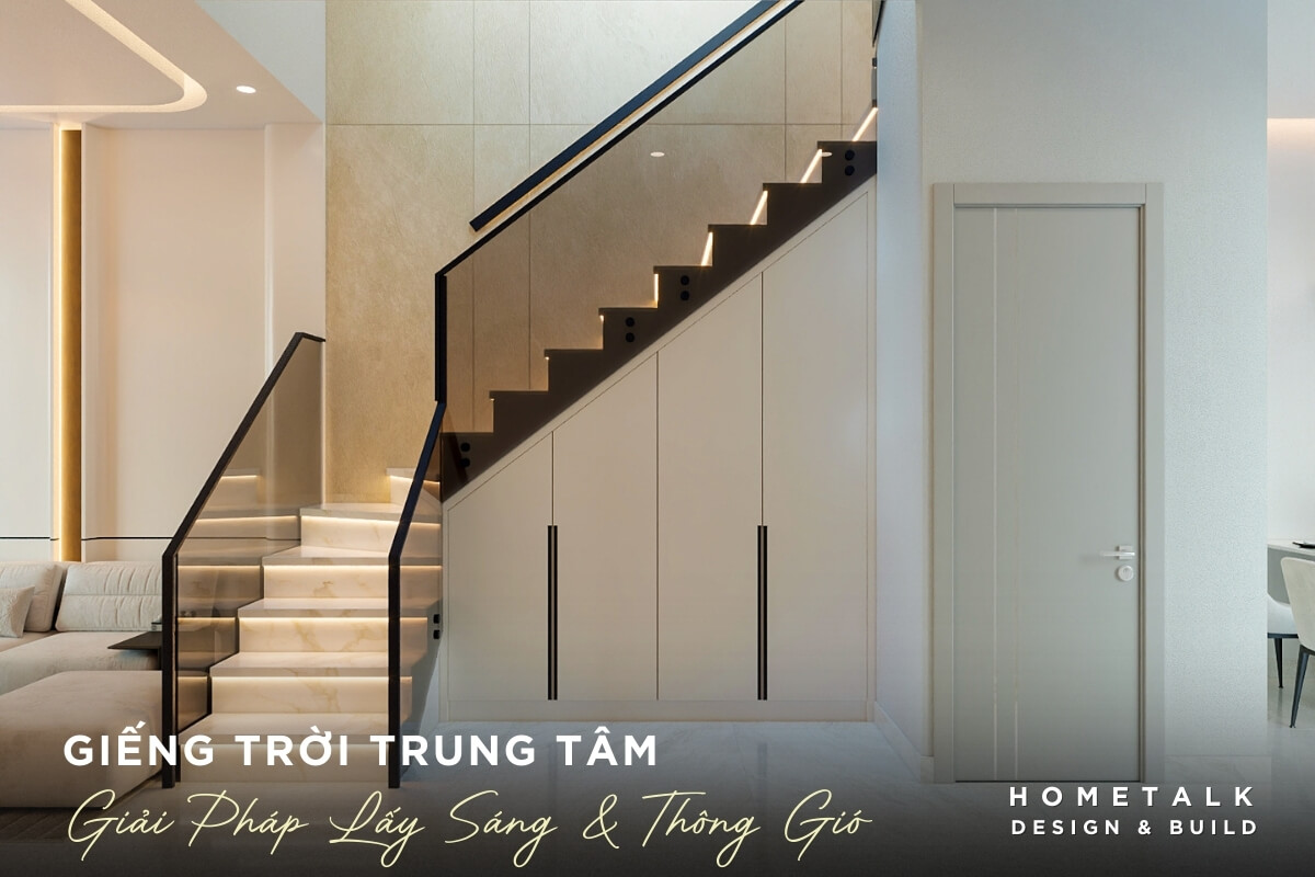 Mẫu nhà phố hẻm nhỏ 6 gieng troi dat giua nha giup anh sang va khi tuoi phan bo deu cac tang