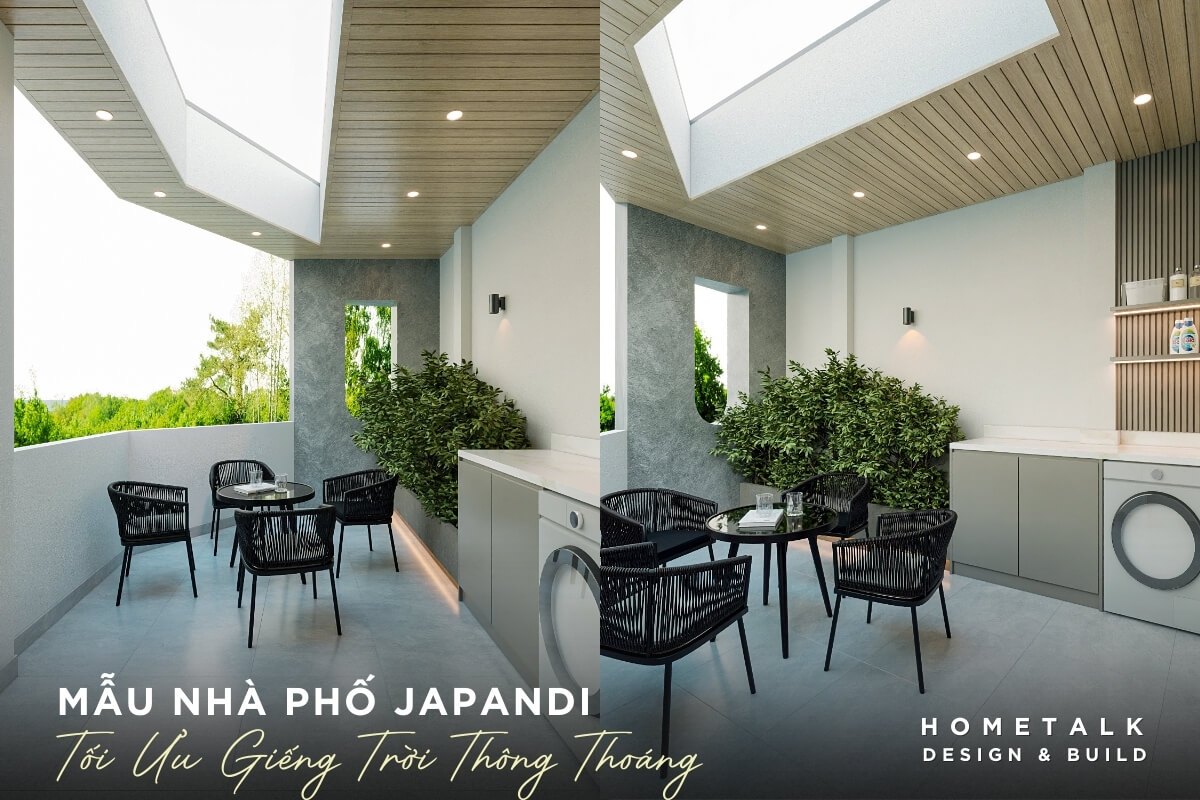 Mẫu nhà phố Japandi đẹp 12 khong gian co gieng troi, anh sang diu