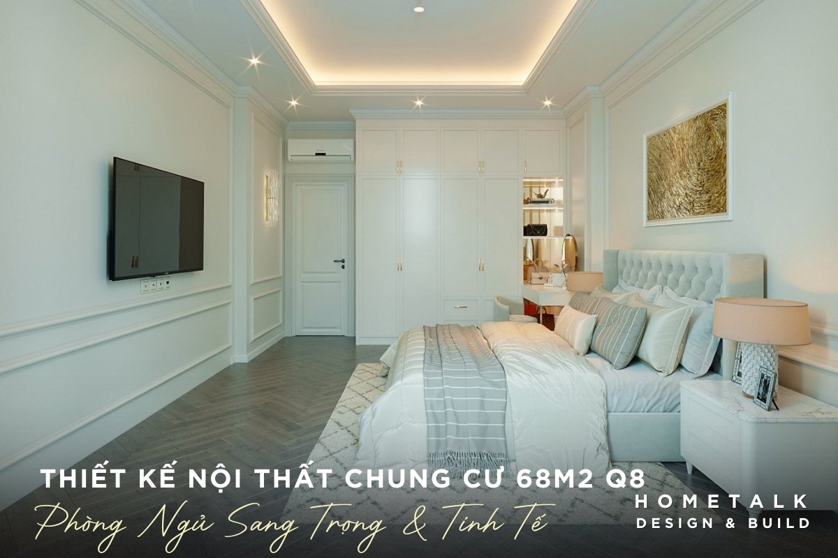 Giường bọc da, tab đầu giường chạm khắc giúp phòng ngủ căn hộ 68m2 quận 8 thêm sang trọng, tinh tế giuong boc da tab dau giuong cham khac giup phong ngu can ho 68m2 quan 8 them sang trong tinh te
