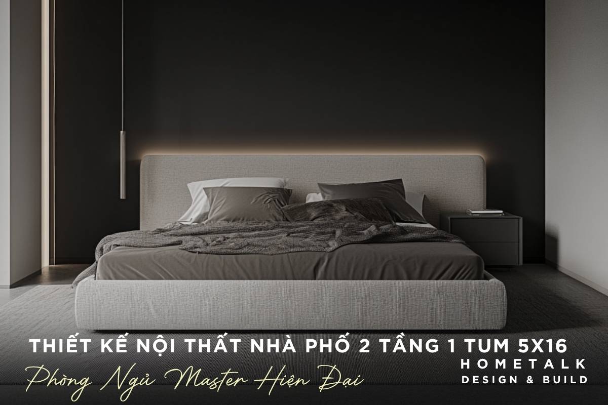 Công ty thiết kế thi công nội thất nhà phố Quận 6 TPHCM - Chuyên nghiệp, uy tín, giá tốt 54 giuong boc ni xam va he den led hat dau giuong mang lai ve hien dai cho phong ngu