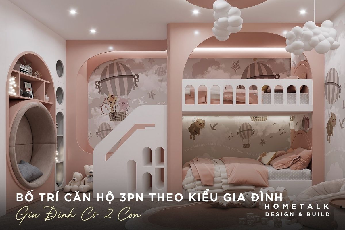 goi y cach bo tri can ho cho gia dinh co 2 con