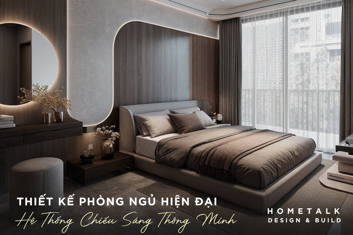 He thong den am tran va den khe hat sang doc theo cac canh tuong va tam op dau giuong, tao ra he thong chieu sang thong minh va da dang