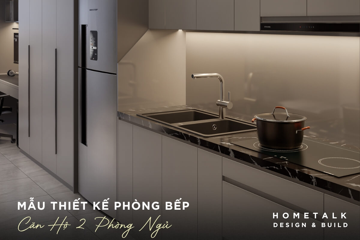 Hệ tủ bếp âm tường tối ưu diện tích cho chung cư 45m2 2 phòng ngủ He tu bep am tuong toi uu dien tich cho chung cu 45m2 2 phong ngu