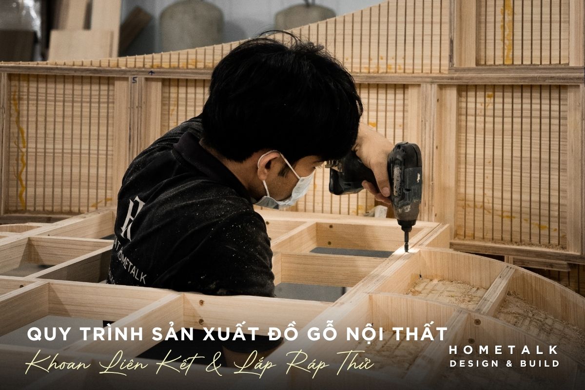 Thợ bắt đầu khoan và lắp thử Tho bat dau khoan va lap thu