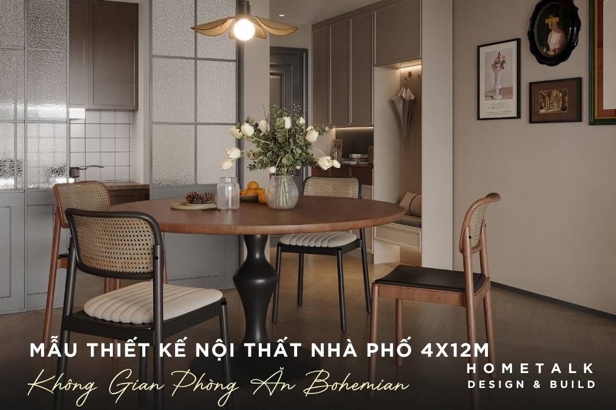 hoa tiet tho cam va cay xanh mang den thiet ke noi that phong an nha pho boho am cung