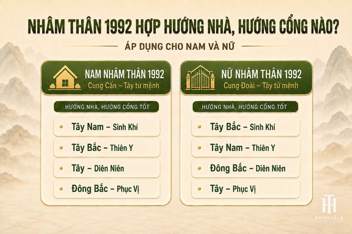 Hướng nhà, hướng cổng hợp tuổi Nhâm Thân 1992 dành cho cả nam lẫn nữ huong nha huong cong hop tuoi nham than 1992 danh cho ca nam lan nu