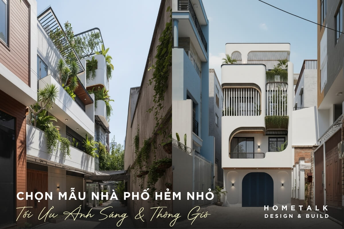Mẫu nhà phố hẻm nhỏ 4 hy sinh mot phan dien tich san de lay sang va thong gio giup nha hem o lau dai, it phat sinh