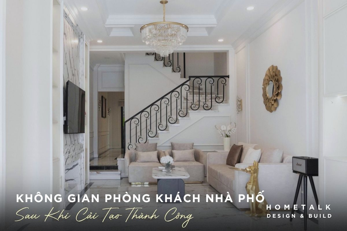 Kết quả hoàn thiện cải tạo phòng khách nhà phố sau khi được bàn giao ket qua hoan thien cai tao phong khach nha pho sau khi duoc ban giao