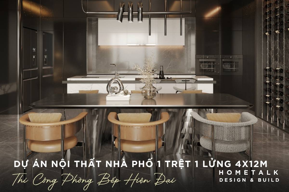 khong gian bep an nha pho quan 9 duoc hoan thien voi nhung chiec ghe dang cong mem mai