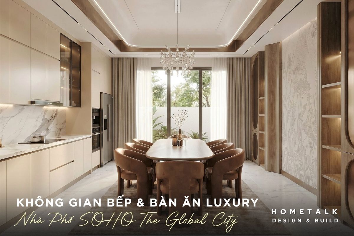Không gian bếp, bàn ăn bề thế nhưng đầy đủ tiện nghi của nhà phố SOHO khong gian bep ban an be the nhung day du tien nghi cua nha pho soho