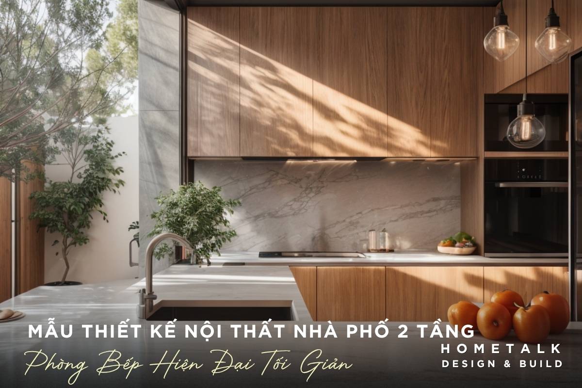 Công ty thiết kế thi công nội thất nhà phố Quận 6 TPHCM - Chuyên nghiệp, uy tín, giá tốt 47 khong gian bep nha pho 2 tang hien dai toi gian voi tu veneer van go sang